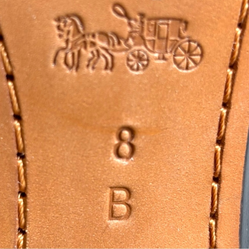 Coach Paige Leather 3” block Heel Open Toe Black snakeskin pattern | Size 8 B - Picture 12 of 14